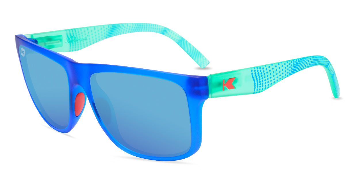 Sport Sunglasses with Blue Fronts and Mine Green Arms and Polarized Aqua Lenses, Flyover