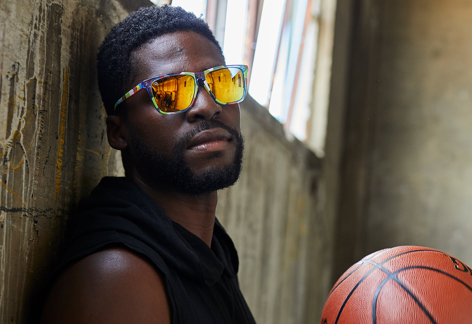 Sunglasses with Apex Frames and Polarized Yellow Lenses. Model