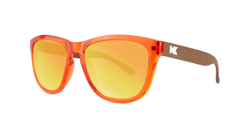 Kids Sunglasses with Campfire Frames and Red Sunset Lenses, Threequarter