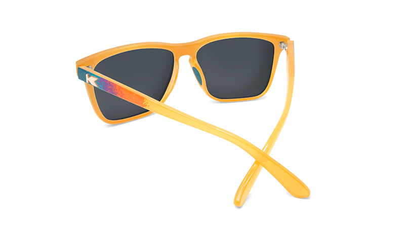 Sunglasses with Speckled Sunset Frames and Polarized Rose Gold Lenses. Back