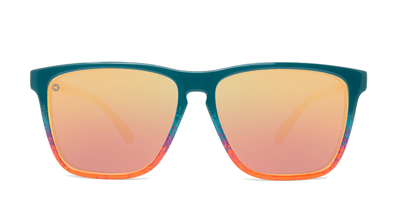 Sunglasses with Speckled Sunset Frames and Polarized Rose Gold Lenses. Front