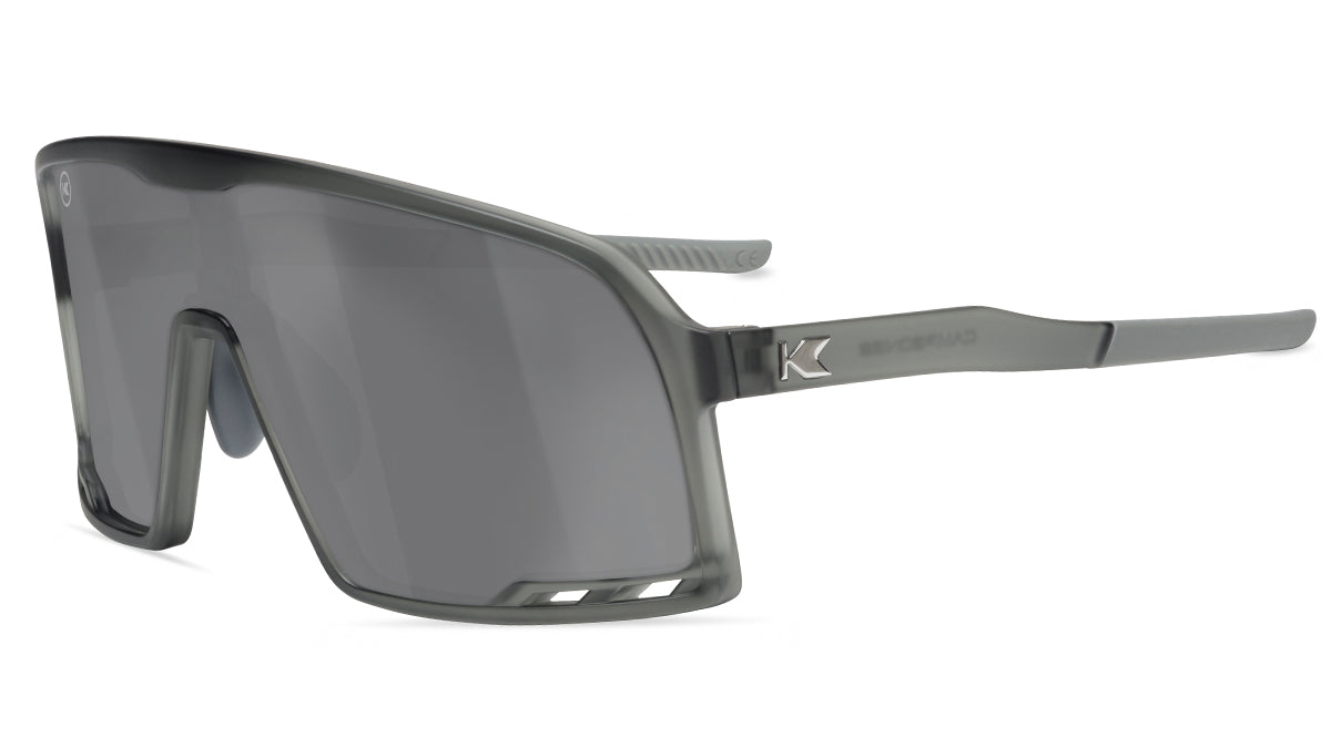 Sport Sunglasses with Frosted Grey Frames and Silver Smoke Lenses, Flyover