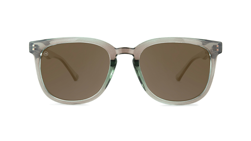 Sunglasses with Aged Sage Frame and Polarized Amber Lenses, Front