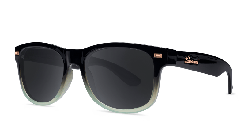 Sunlgasses with Black Mist Frames and Polarized Smoke Lenses, Threequarter