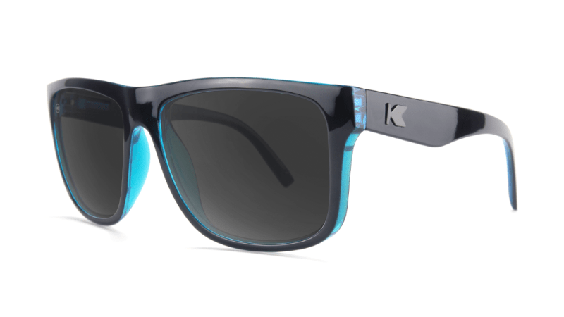 Sunglasses with Black Ocean Geode Frame and Polarized Black Smoke Lenses, Threequarter