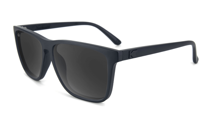 Sunglasses with Matte Black Frames and Polarized Black Smoke Lenses, Flyover