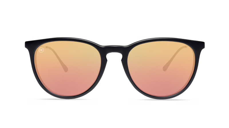 Sunglasses with Matte Black Frames and Polarized Rose Gold Lenses, Front