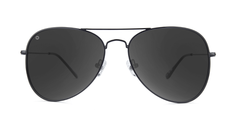 Sunglasses with Black Metal Frame and Polarized Black Smoke Lenses, Front