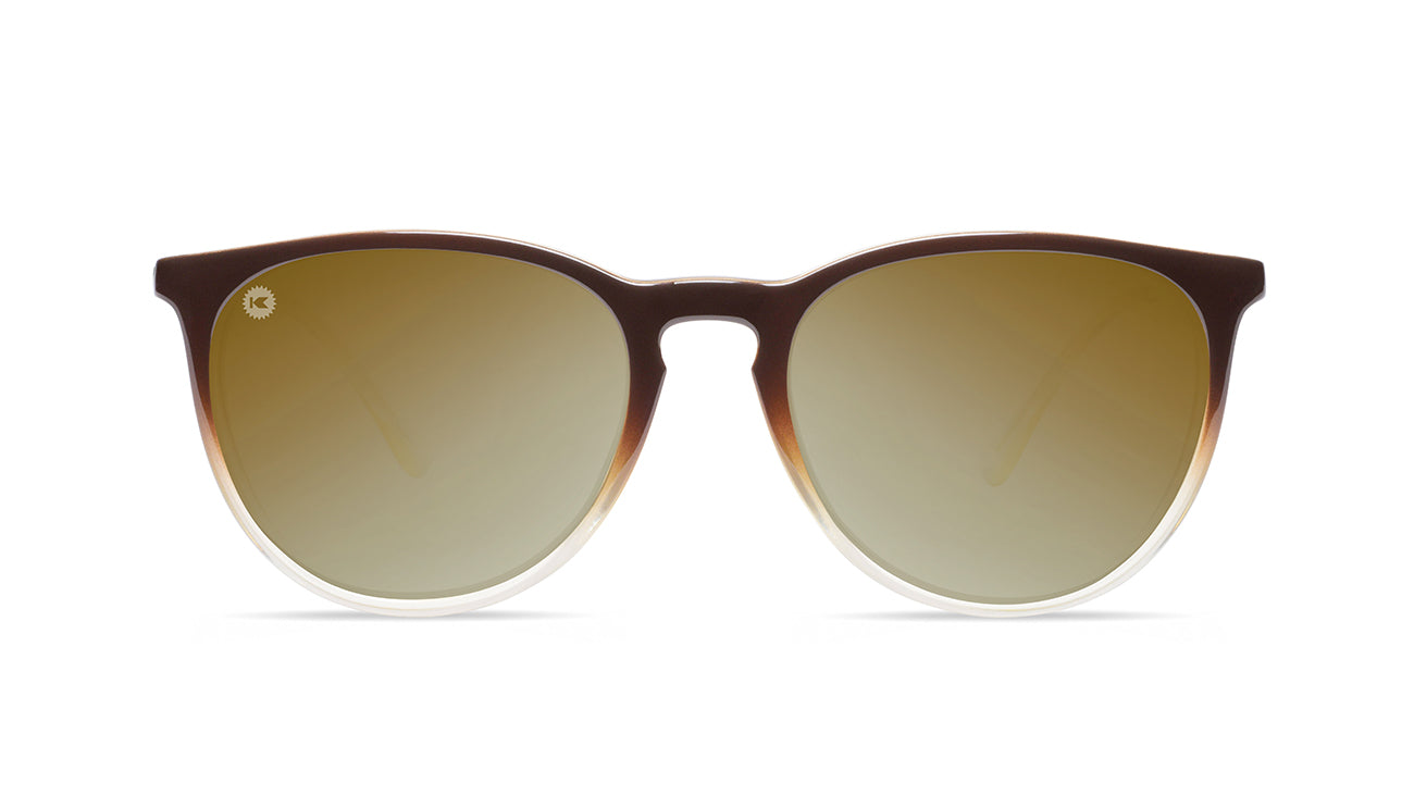 Sunglasses with Brown Frames and Polarized Gold Lenses, Front