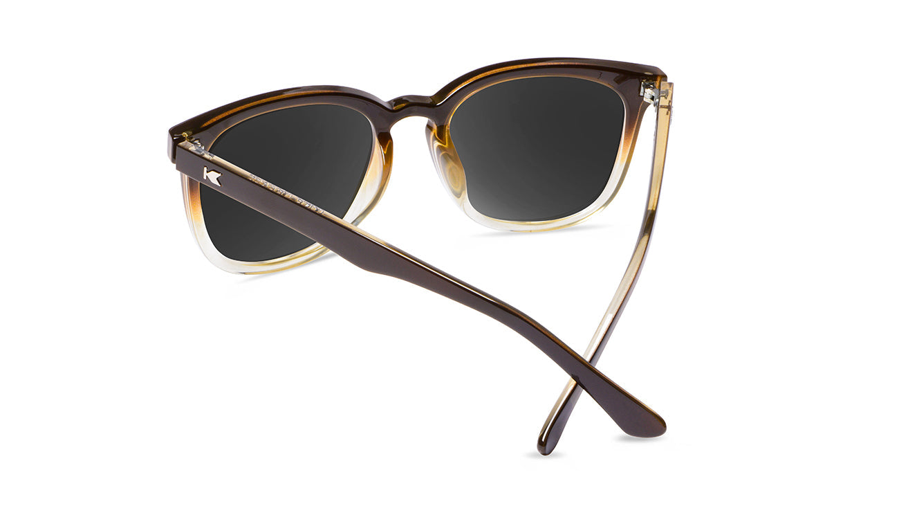 Sunglasses with Brown Frames and Polarized Gold Lenses, Back