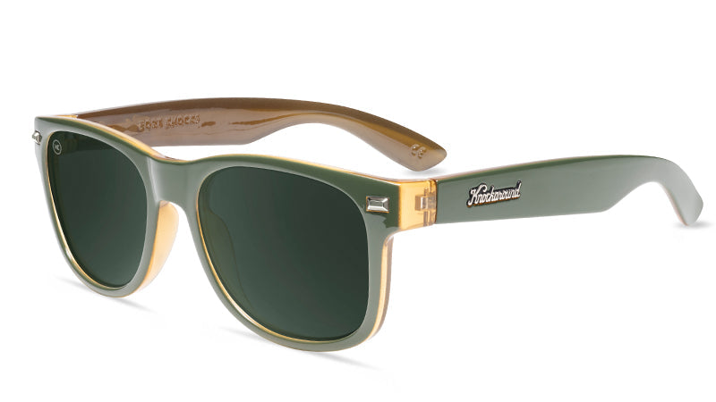 Sunglasses with Glossy Green Frames and Polarized Green Lenses, Flyover