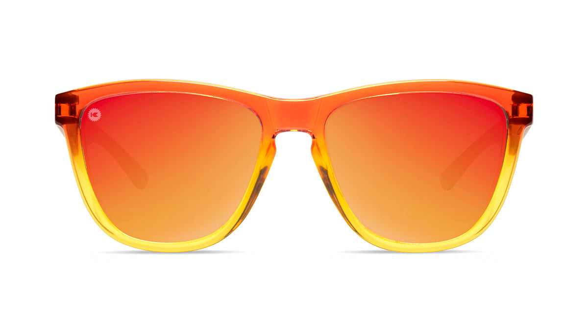 Sunglasses with Firewood Frames and Polarized Red Sunset Lenses, Front