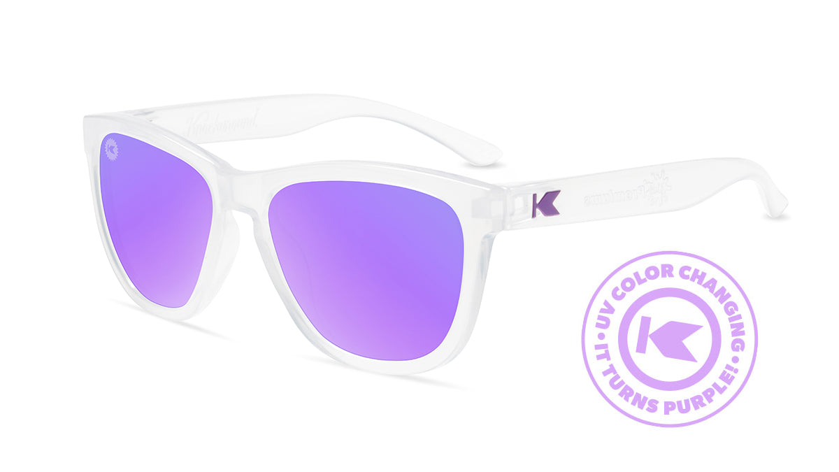 Kids Sunglasses with UV color changing frames and polarized lilac lenses, Flyover