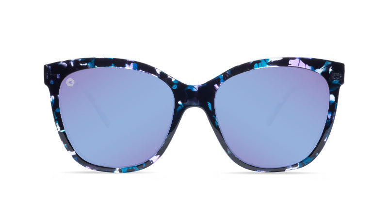 Sunglasses with Indigo Ink Frames and Polarized Snow Opal Lenses, Front