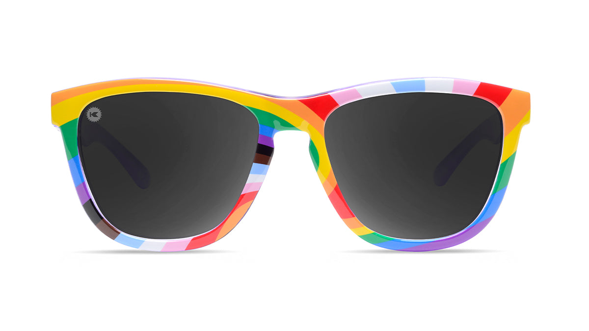 Sunglasses with Loud and Proud Frames and Polarized Black Smoke Lenses, Front