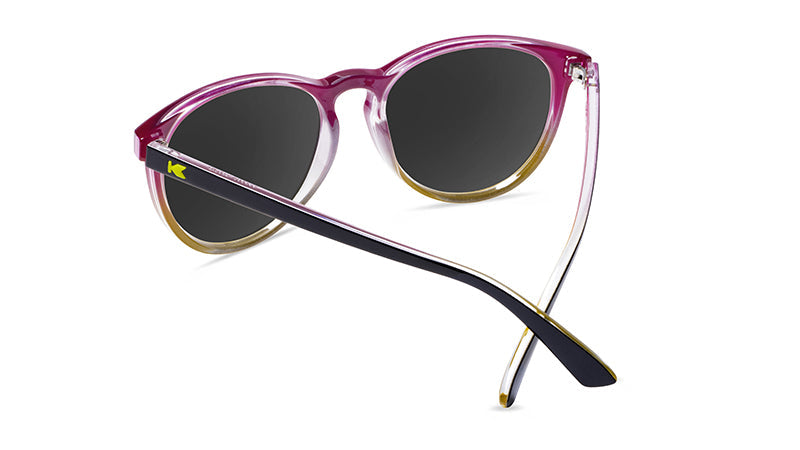 Sunglasses with Black Frame and Polarized Fuchsia Lenses, Back