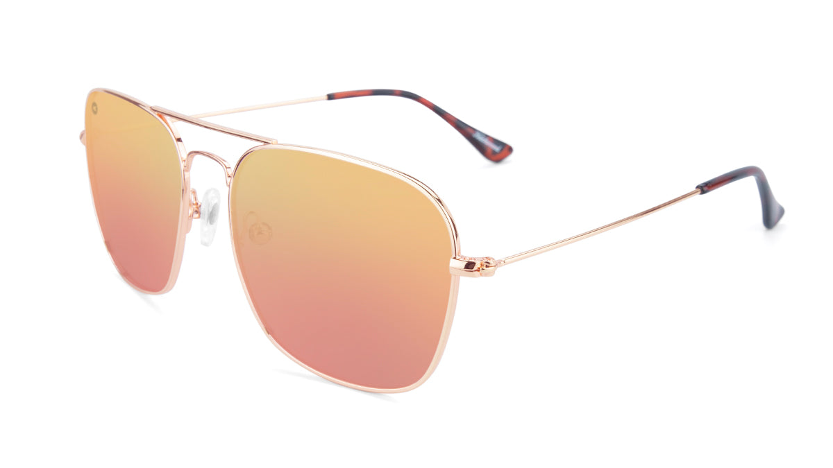 Sunglasses with Rose Gold Metal Frame and Polarized Copper Lenses, Flyover