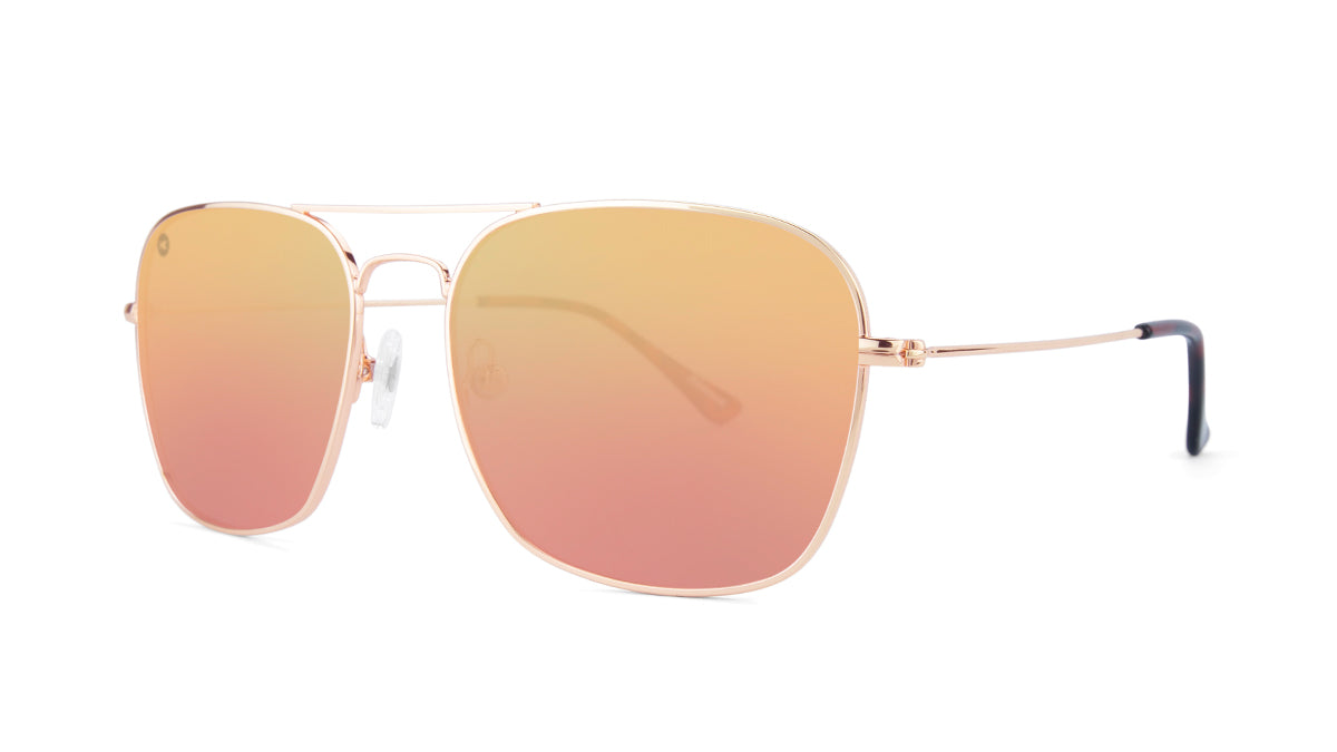 Sunglasses with Rose Gold Metal Frame and Polarized Copper Lenses, Threequarter