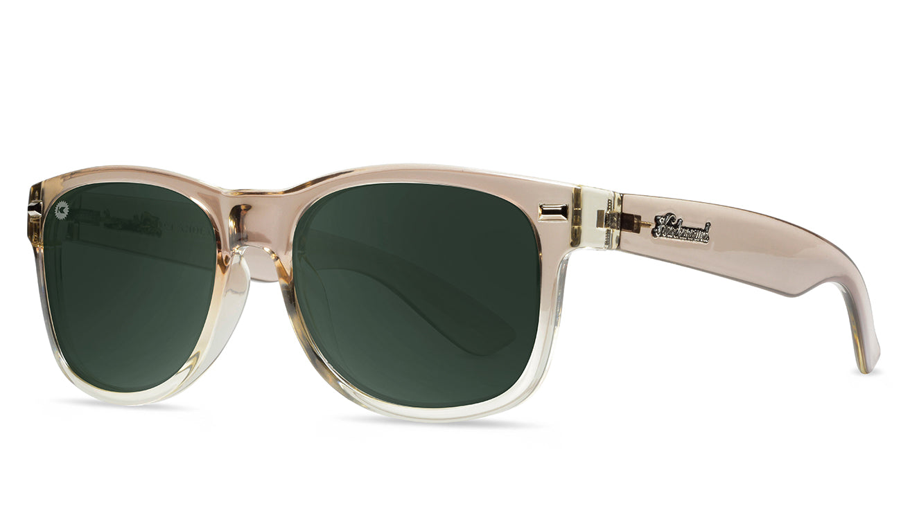 Sunglasses with San Dune Frames and Polarized Green Lenses, Threequarter