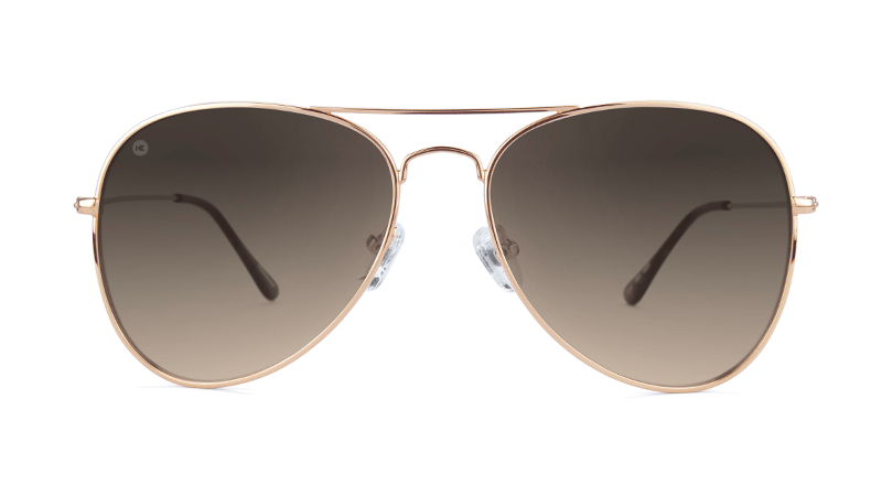 Sunglasses with Rose Gold Frame and Polarized Amber Gradient Lenses, Front